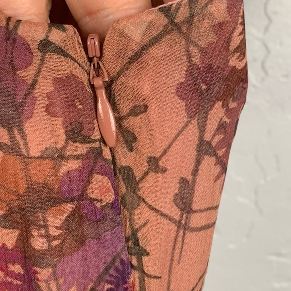 Sundance Silk Dress Floral Pink Ruffles Flutter Sleeve Fully Lined Size 12 - Picture 4 of 7